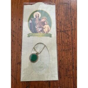 Italian St Anthony of Padua & St Jude Medal Necklace Gold Tone Medallion Pendant